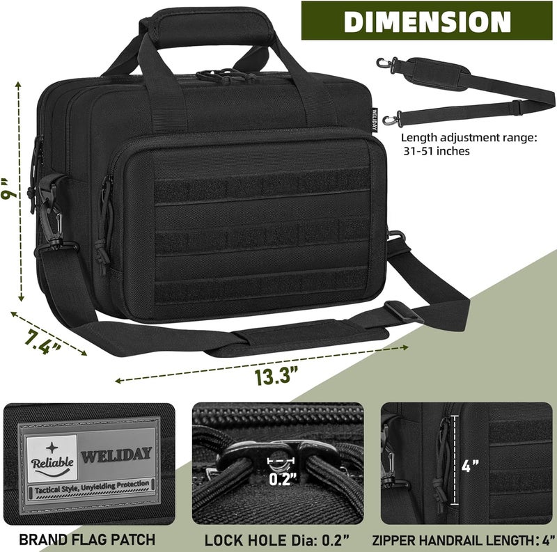WELIDAY Gun Range Bag, Tactical 2 Pistol Bag for Handguns and Ammo, Firearm Shooting Case with Multi-Pockets, Duffle Bag for Shooting & Outdoor Hunting - Image 2
